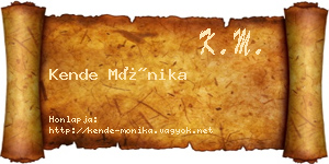 Kende Mónika névjegykártya